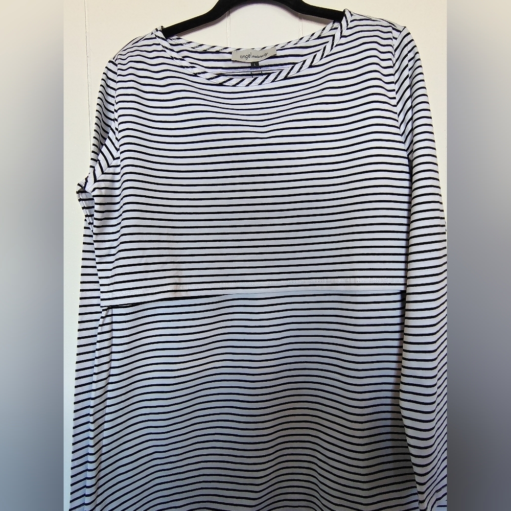 Angel Maternity Striped Black and White Women's Top Size L - Picture 3 of 9